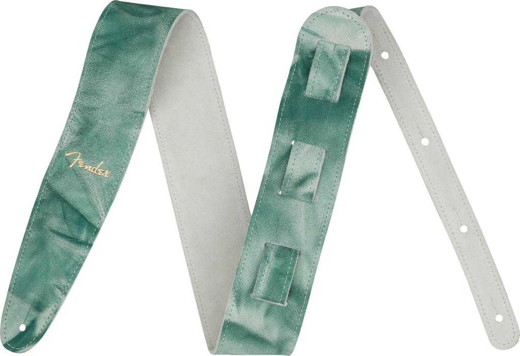 Fender Tie Dye Leather Strap, Sage Green, 2"