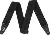 Fender WeighLess™ 2" Running Logo Strap, Black/Black