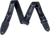 Gretsch Wing Logo Pattern Strap, Black with Gray Logos