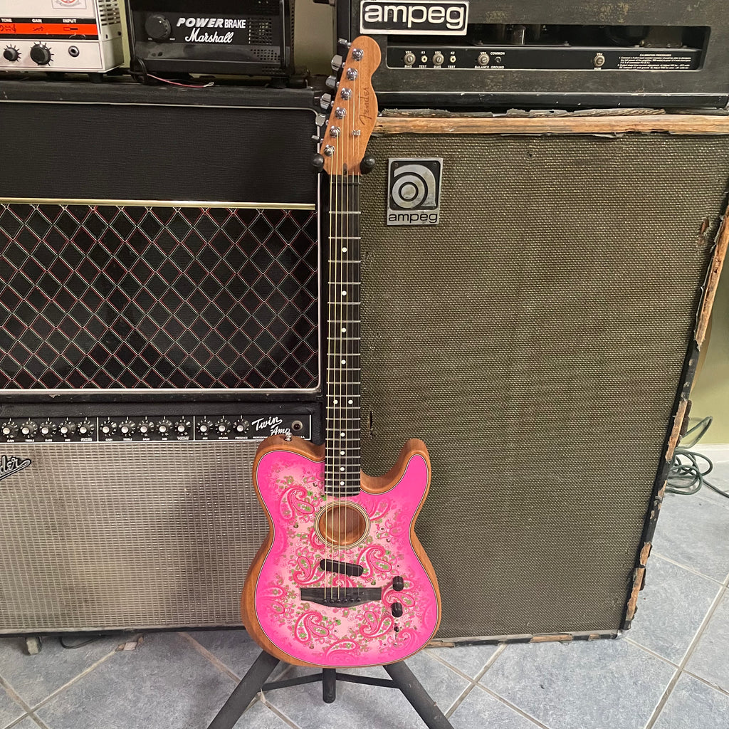 Used 2022Fender FSR American Acoustasonic Telecaster, Pink Paisley