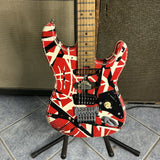 EVH Striped Series Frankenstein Frankie, Maple Fingerboard, Red with Black Stripes Relic