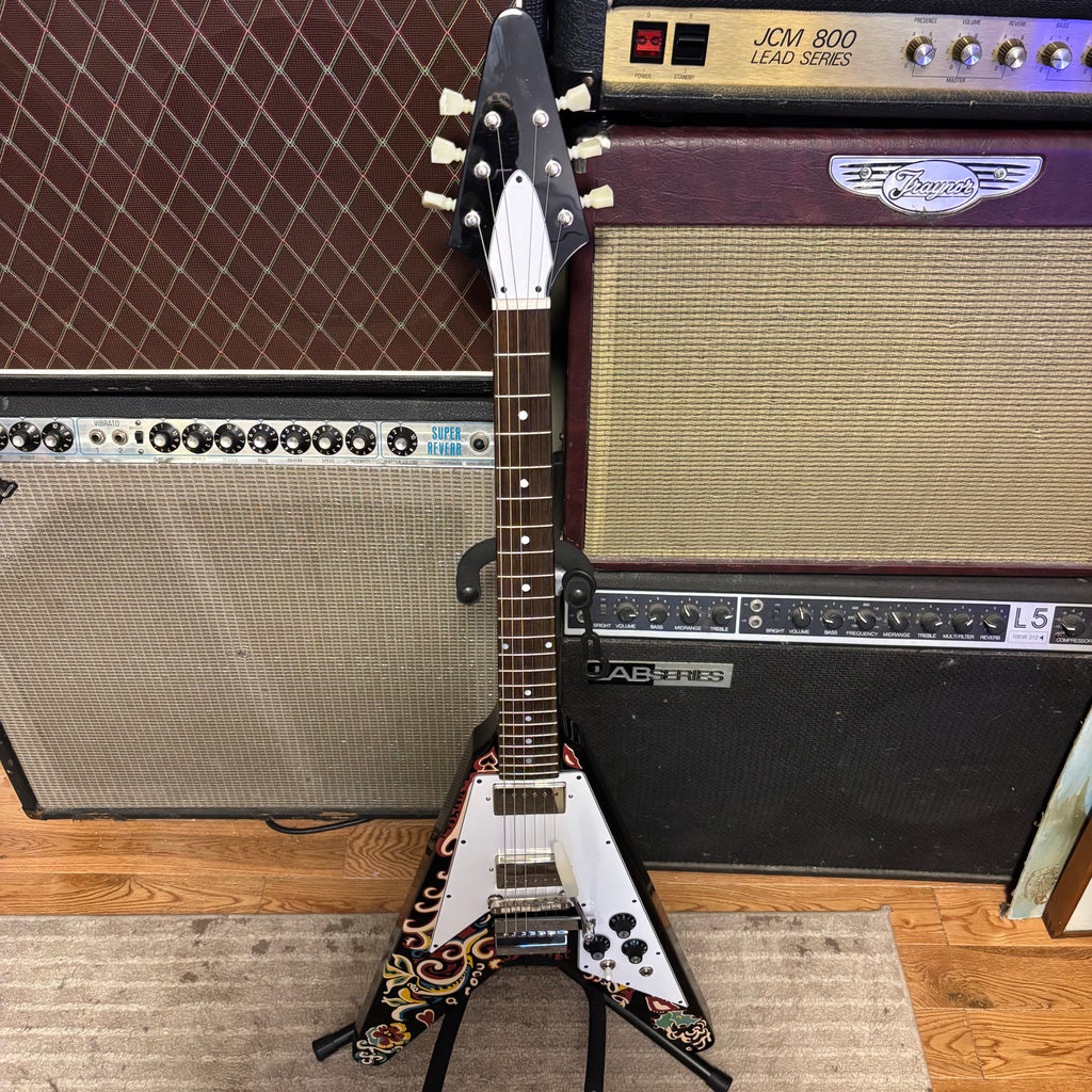 Used Epiphone Limited Edition Jimi Hendrix ''Love Drops'' Flying V with Hardshell Case - Ebony