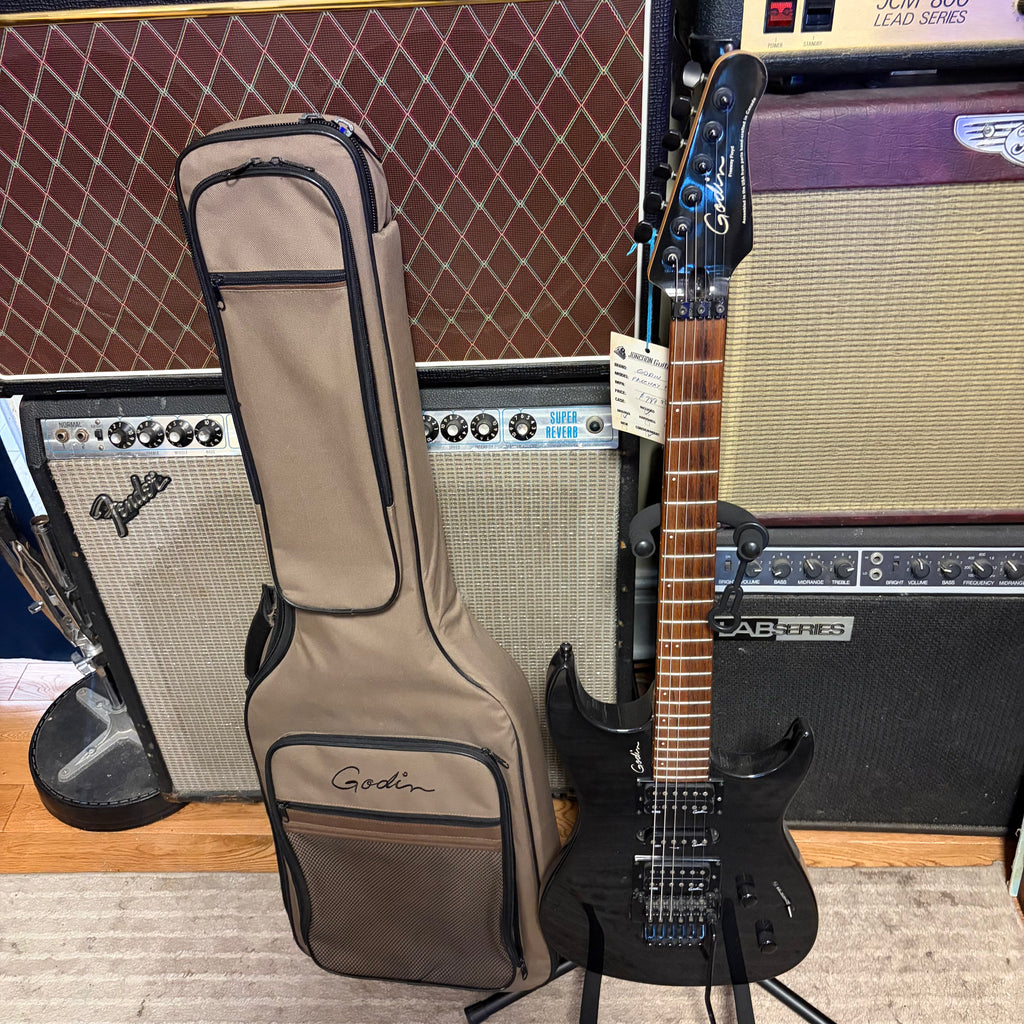 Used Godin Freeway Floyd Rose, Black Peal Electric Guitar