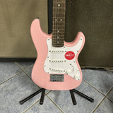 Squier Mini Stratocaster, Laurel Fingerboard, White Pickguard, Shell Pink